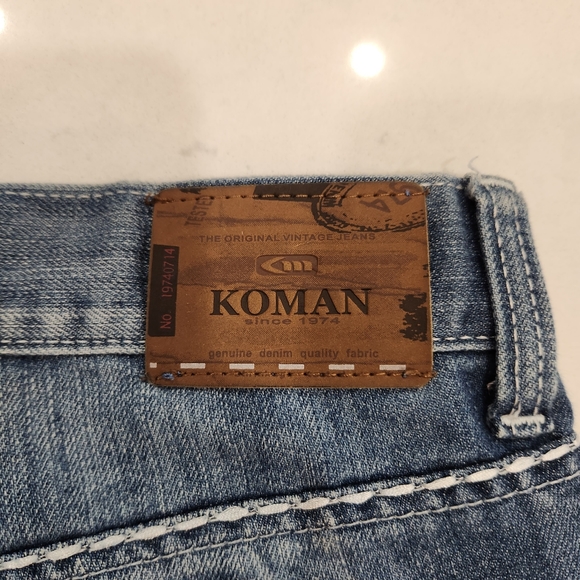 Vintage - Koman - Denim Shorts - Blue - White Stitching - Mens Size 34 -… - Picture 9 of 13